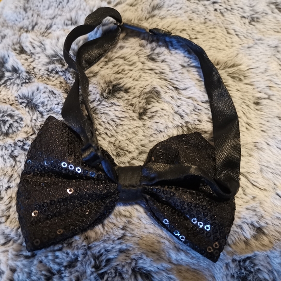 Men's Sequinned Bowtie Black Pre-Tied - Picture 4 of 7